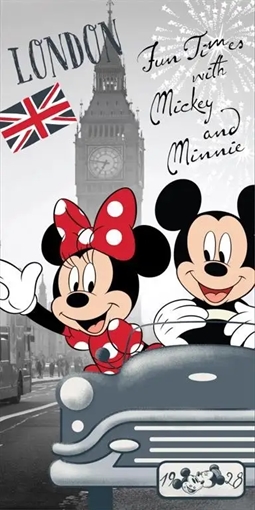 Badehåndklæde - Mickey & Minnie - London - 70x140 cm - 100% Bomuld